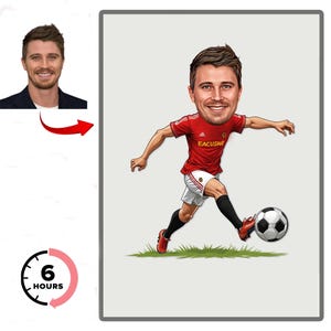 Custom Soccer Player Cartoon Portrait, Custom Soccer Player Caricature from Photo, Funny Soccer Player Caricature, Gift for Him , Unique Art