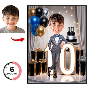 Retrato personalizado de caricatura de 15 años, caricatura de 15 años, dibujo de caricatura de feliz cumpleaños personalizado, caricatura de cumpleaños, arte de caricatura de cumpleaños