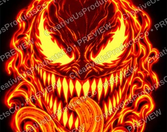 Fanged Goo Monster Pumpkin Carving Stencil, Scary Long Tongue Jack-o-Lantern Pattern, Printable Digital Download + Carving Instructions