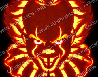 Creepy Clown Pumpkin Carving Stencil, Scary Halloween Jack-o-Lantern Pattern, Printable Digital Download with Carving Instructions