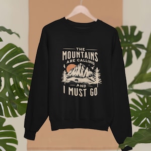 The Mountains Are Calling Sweatshirt, Retro Mountain Sweatshirt, Camping & Hiking Gift, Nature Lover Sweatshirt, Trendy Cozy Outdoor Apparel
