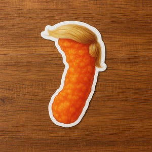 Funny Trump Sticker, Commander in Cheeto, Funny Political Vinyl Decal, Satirical Anti-Trump Meme Gift, Waterproof Laptop Sticker
