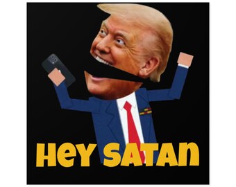 Hej Szatanie, mem z South Park, zabawna naklejka na laptopa, winylowa naklejka na zderzak, South Park z Trumpem, naklejka na telefon