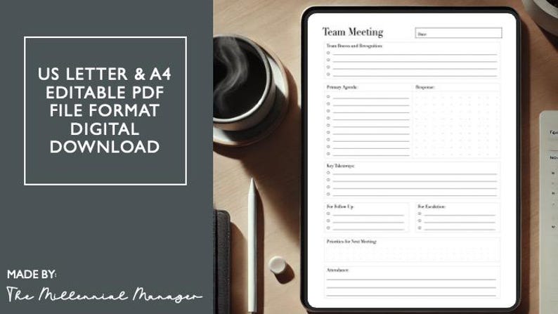 Team Meeting Prep Template: Large Group Organization (digital Download ...