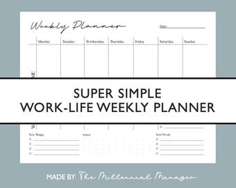 Planificador semanal para conciliar la vida laboral y personal / Organizador minimalista imprimible / Horario de casa y trabajo / Descarga digital en PDF