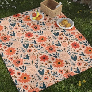 Floral Picnic Blanket, Picnic Rug, Floral Throw, Beach Picnic Blanket, Picnic Mat,