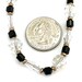 Collier Vintage Doré à Perles Transparentes Et Noires à Facettes - Bijou Ancien Sans Marque, Très Bon état