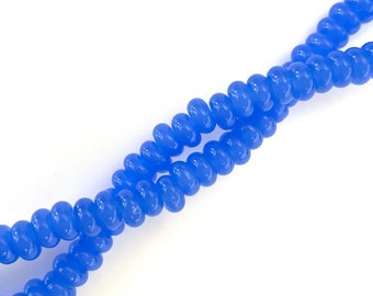 50Pcs Translucent Blue Glass Beads for Jewelry Making, Tiny Donut Disc Spacer, Lilac Periwinkle Heishi, Necklace Bracelet, 6 x 3mm, 1mm Hole