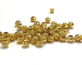 nbeads NBEADS 1000 Pcs 4mm Metal Spacer Beads, Round Real 18K Gold Plated  Brass Rondelle Beads Metal Loose Connector Beads for DIY