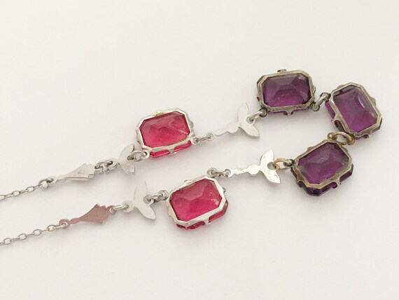 30s Art Deco Pink & Purple Rhinestone Choker Neck… - image 5