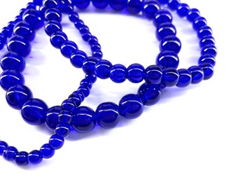 50 Pcs Cobalt Glass Beads, Jewelry Making Supplies, 4mm 6mm 8mm Blue Beads, Friendship Bracelet, Round Tiny Spacer, Mala Prayer Rosary