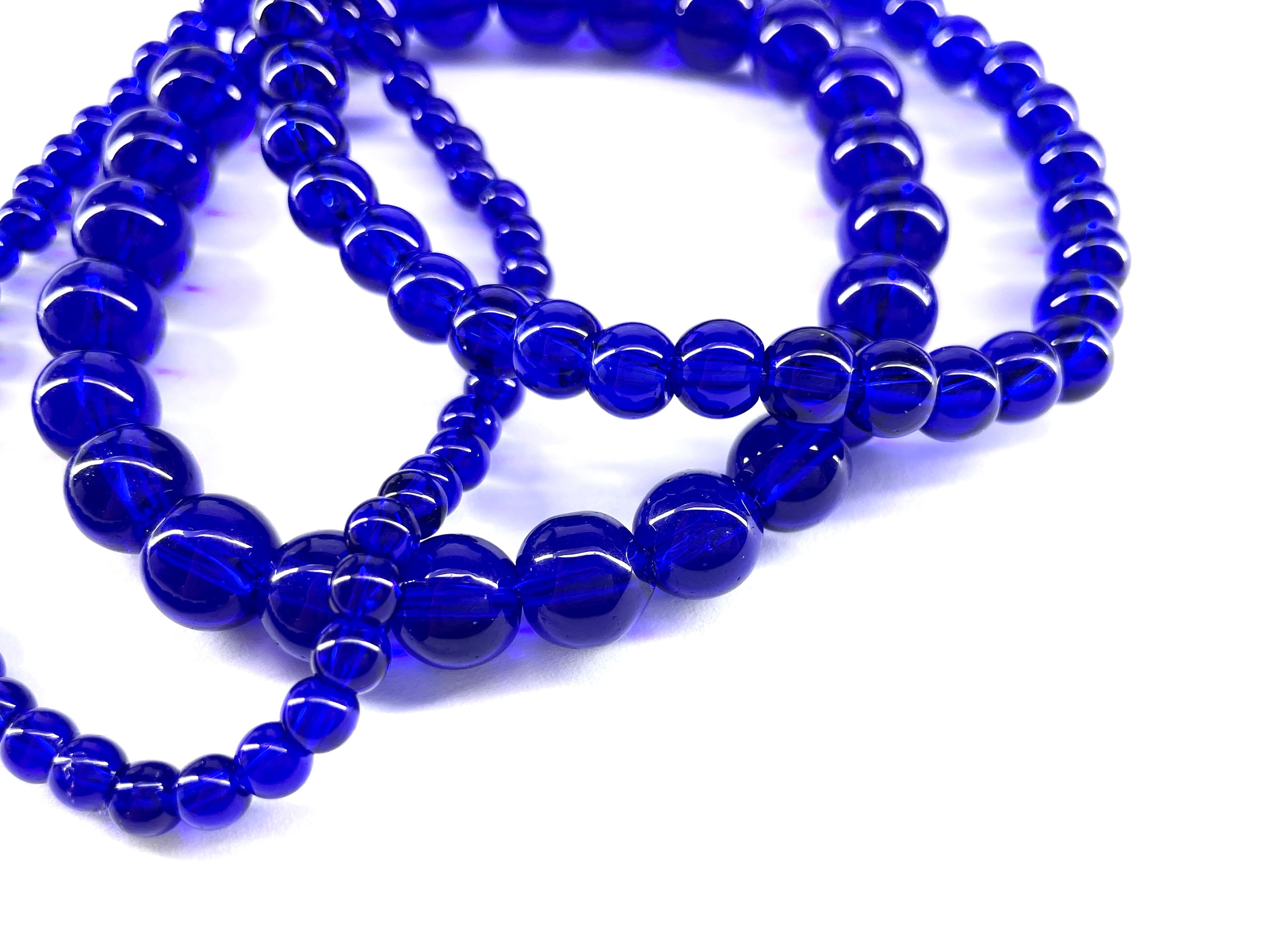 50 Pcs Cobalt Glass Beads, Jewelry Making Supplies, 4mm 6mm 8mm