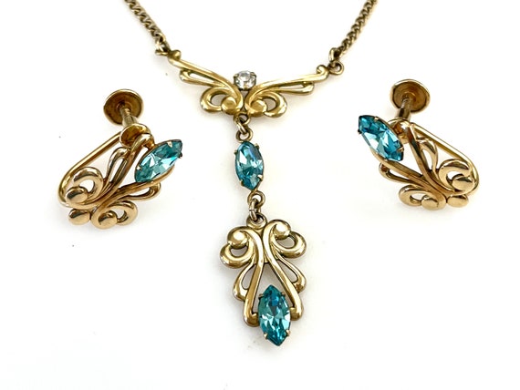 Simmons Rhinestone Jewelry Set for Women, 30s Art… - image 1