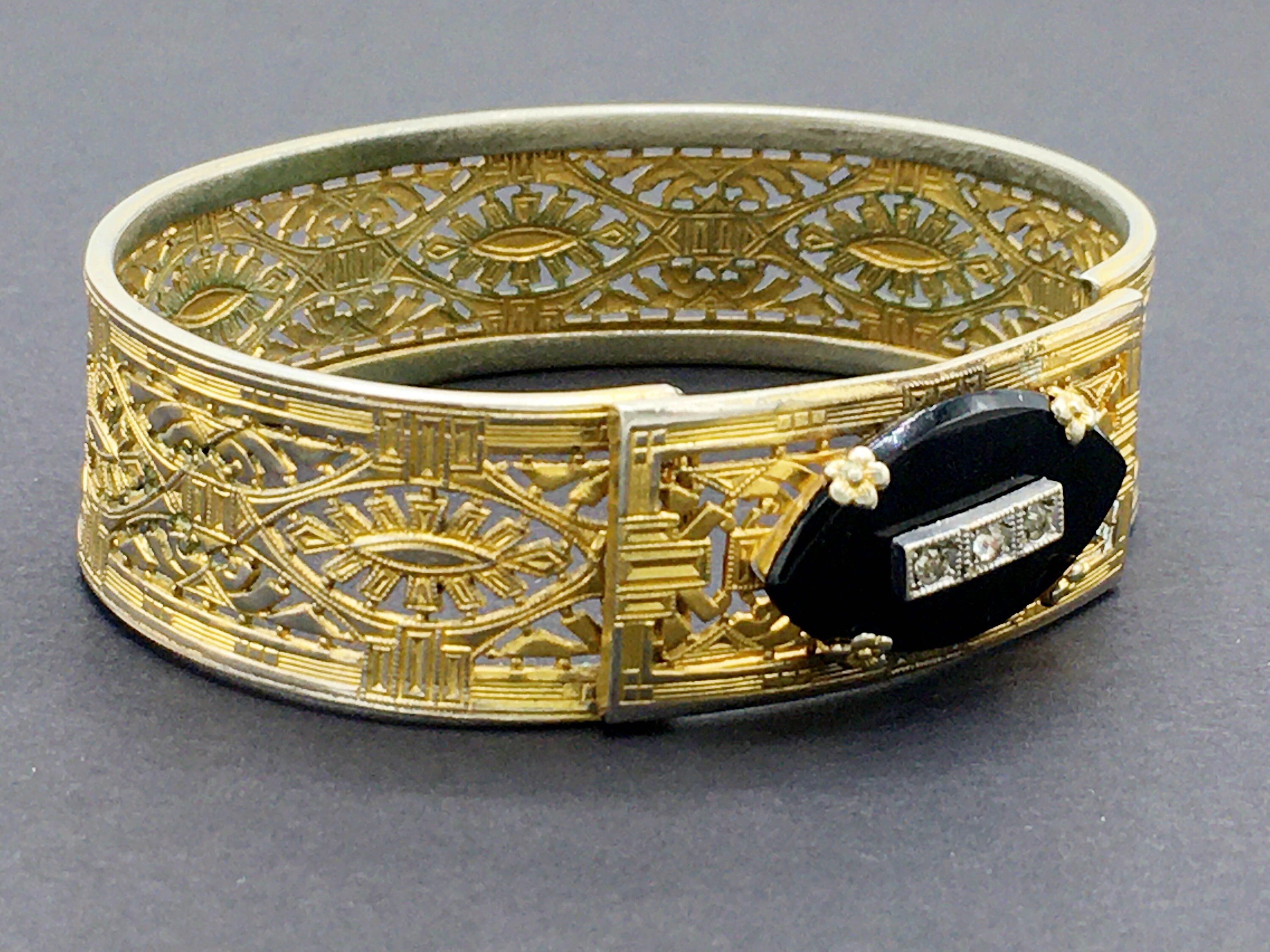 30s Art Deco Bracelet for Women, Vintage Mourning Jewelry 30s Art Deco Bracelet for Women, Vintage Mourning Jewelry