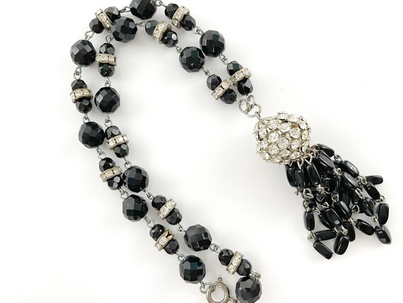 30s Black Glass Beaded Necklace for Women, Vintag… - image 1