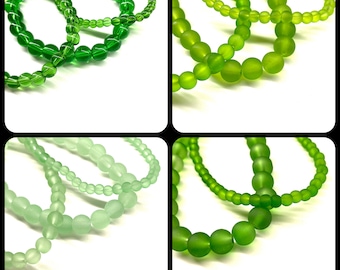 50pcs Green Glass Beads for Jewelry Making, 4mm 6mm 8mm Bracelet Beads, Tiny Round Spacer, Clear/Matte, Sage Lime Leaf, Jewelry Supplies
