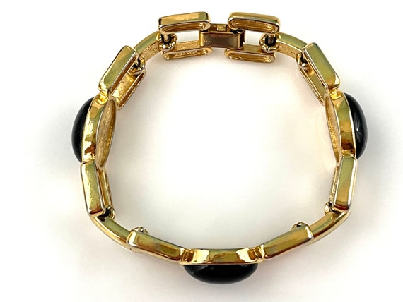 80s Monet Black & Gold Link Bracelet for Women, V… - image 4