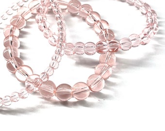 Transparent Pink Glass Round Beads, Jewelry Making Supplies (4mm, 6mm, 8mm)