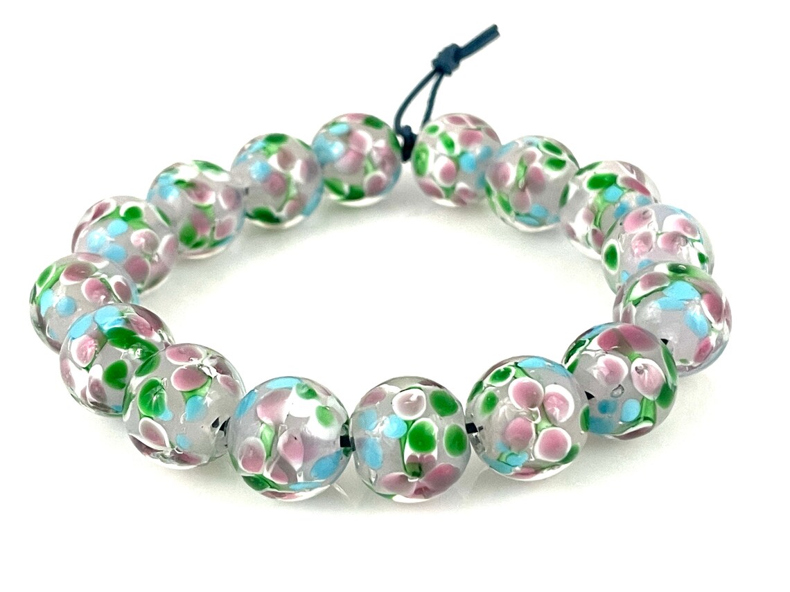 5 Pcs Pink Flower Beads for Jewelry Making Handmade Lampwork Etsy