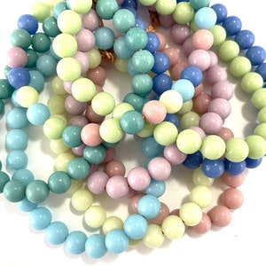 25 Pcs Assorted Glow in the Dark Beads for Jewelry Making, 6mm 8mm 10mm Stone Glass Round, Blue Green Pink Yellow Purple Rave Bead, 1mm Hole image 2