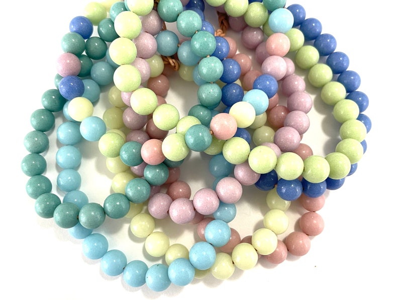 25 Pcs Assorted Glow in the Dark Beads for Jewelry Making, 6mm 8mm 10mm Stone Glass Round, Blue Green Pink Yellow Purple Rave Bead, 1mm Hole image 2