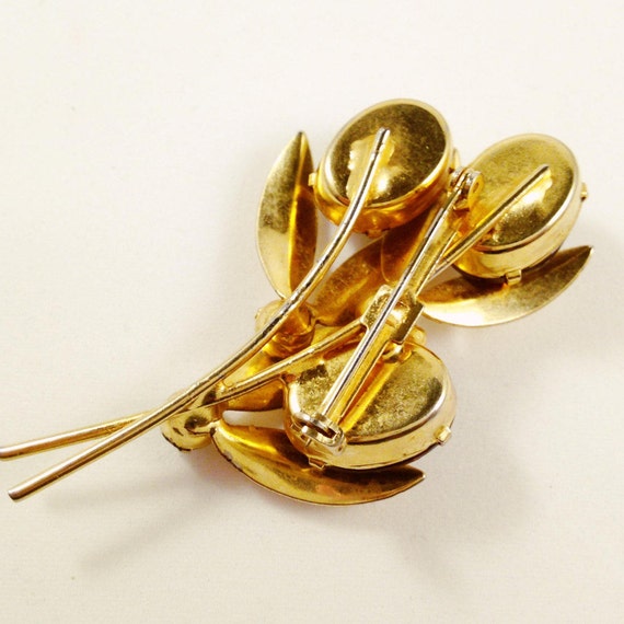 Gold Art Deco Brooch, 30s Vintage Brooch, Rhinest… - image 4