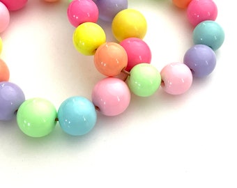 50 Pcs Round Plastic Beads for Jewelry Making, 12mm Assorted Color, Opaque Gumball, Blue Green Pink Purple Yellow, 2mm Big Hole