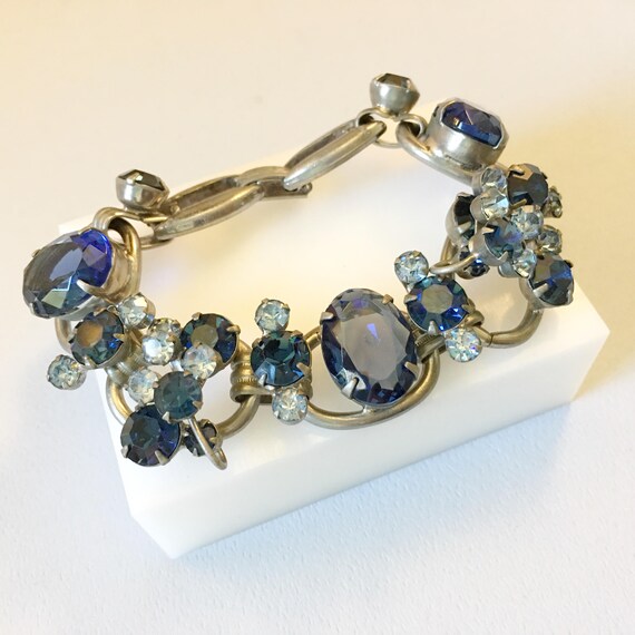 60s Rhinestone Bracelet, 1960s Vintage Jewelry, Bl