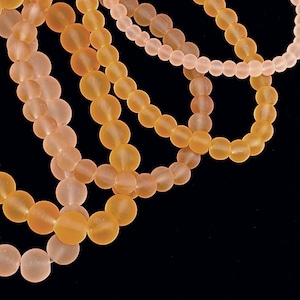 50 Pcs Orange Cultured Sea Glass Beads for Jewelry Making, 4mm 6mm 8mm Frosted Round, Matte Center Drilled Hole 1mm, Bracelet Necklace CFB33