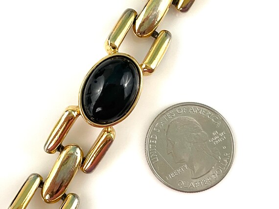 80s Monet Black & Gold Link Bracelet for Women, V… - image 5