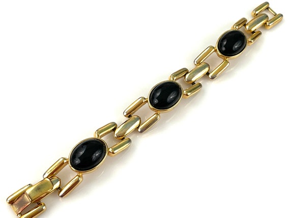 80s Monet Black & Gold Link Bracelet for Women, V… - image 2