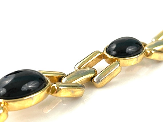 80s Monet Black & Gold Link Bracelet for Women, V… - image 3