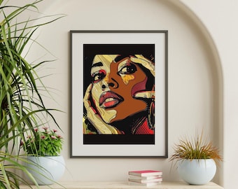 Custom Pop Art Woman Portrait | African American Woman Print | Digital Download
