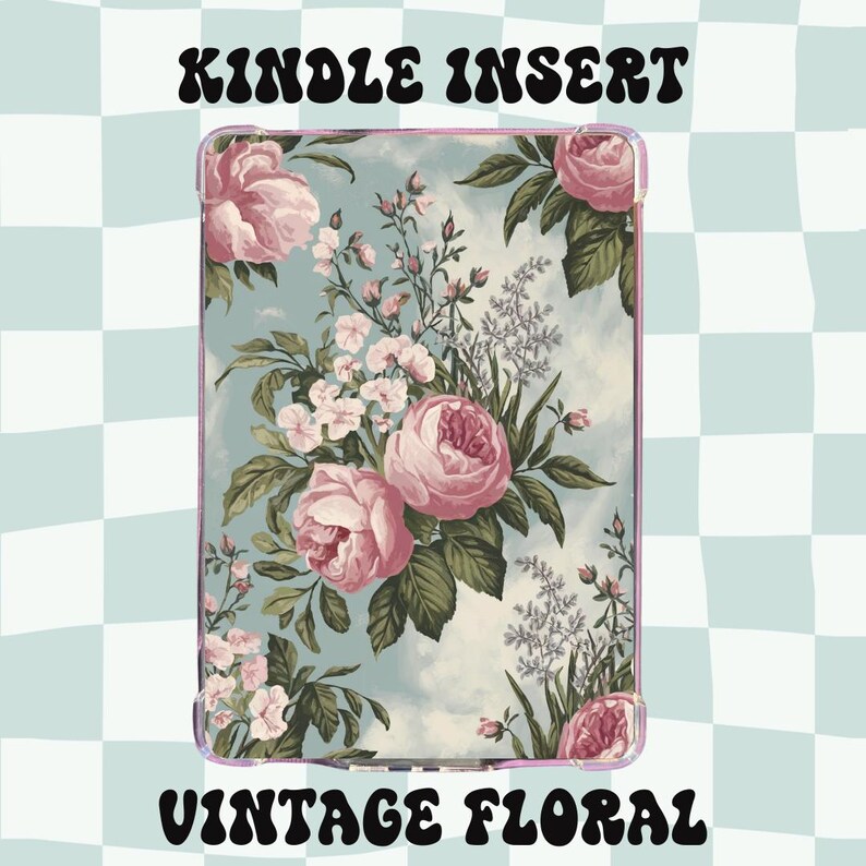 Vintage Floral Kindle Insert | Kindle Decoration | Clear Case Insert ...