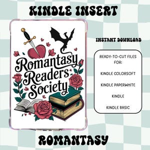 Romantasy Kindle Insert | Kindle Clear Case | Kindle Decorations | Kindle Paperwhite | Dragon Kindle Case Insert | Printable Kindle Insert
