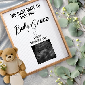 Minimalist Pregnancy Announcement Digital, Gender Baby Announcement, Baby Reveal Template, Pregnancy Reveal, Canva Editable