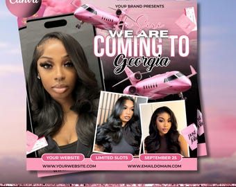 Travel Hair Stylist Flyer, Mobile Hairdresser Flyer, Beauty Business Flyer Template, Hairstylist Marketing, Instant Download, Canva Editable