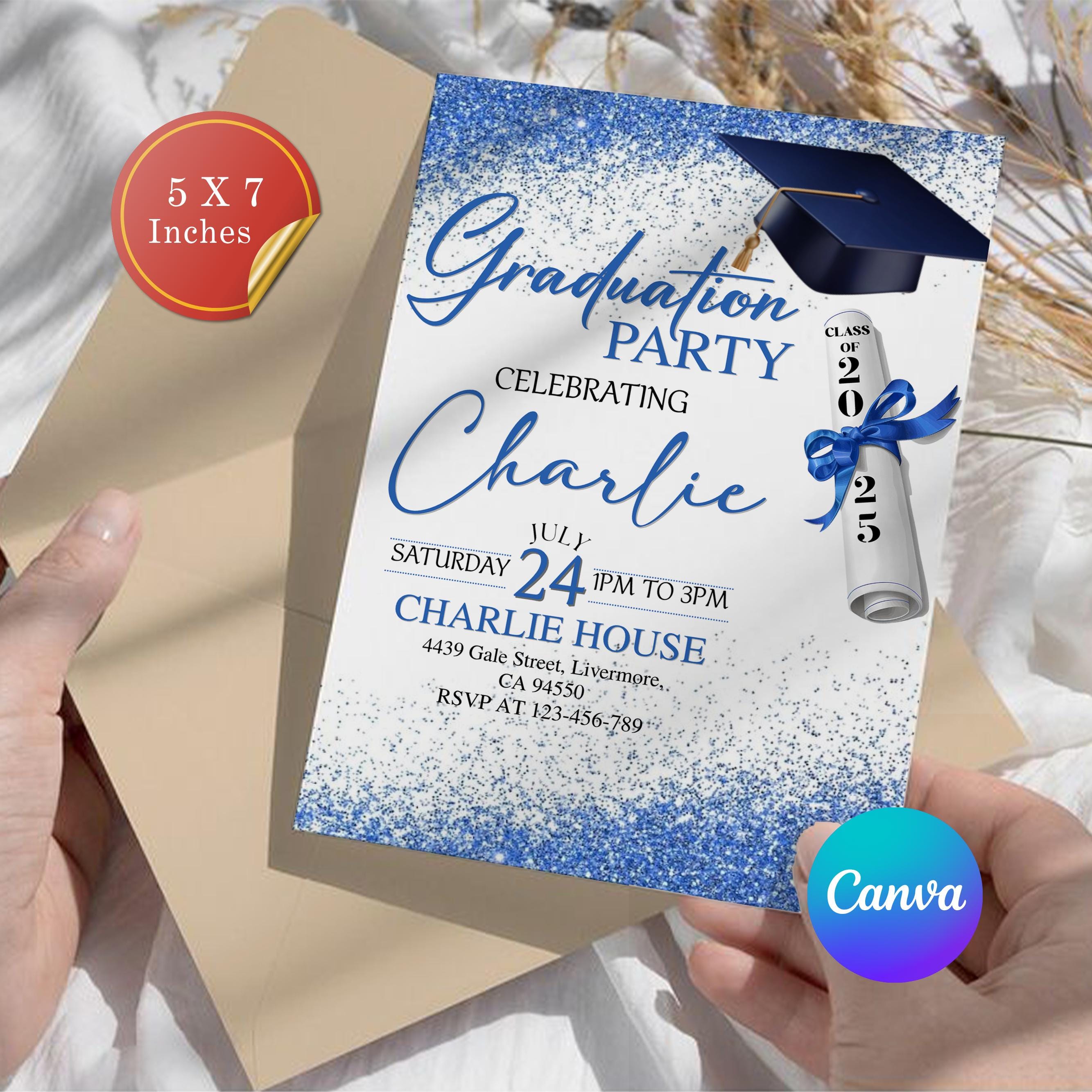 Graduation Party Invitation, Graduation Invitation, Graduation Cap ...