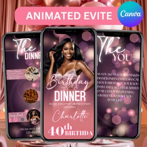 Digital Birthday Dinner invitation, Birthday Dinner, Digital Birthday Party, Editable Template, Text evite, Birthday Party, Canva Editable