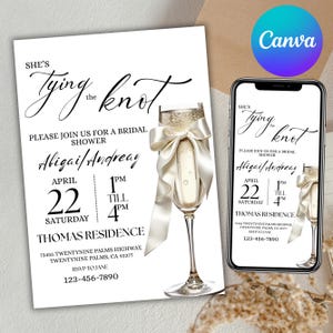 Bridal Shower Invitation, Wedding Shower Invitation, Floral Bridal Shower Invite, Elegant Wedding Shower Template, Canva Editable