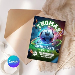 Soccer Birthday Invitation, Soccer Party Invite, Football Birthday Evite, Soccer Party Invitation, Boy Birthday Party, Canva Editable