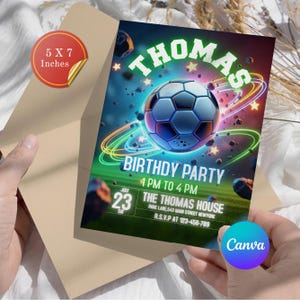 Soccer Birthday Invitation, Soccer Party Invite, Football Birthday Evite, Soccer Party Invitation, Boy Birthday Party, Canva Editable