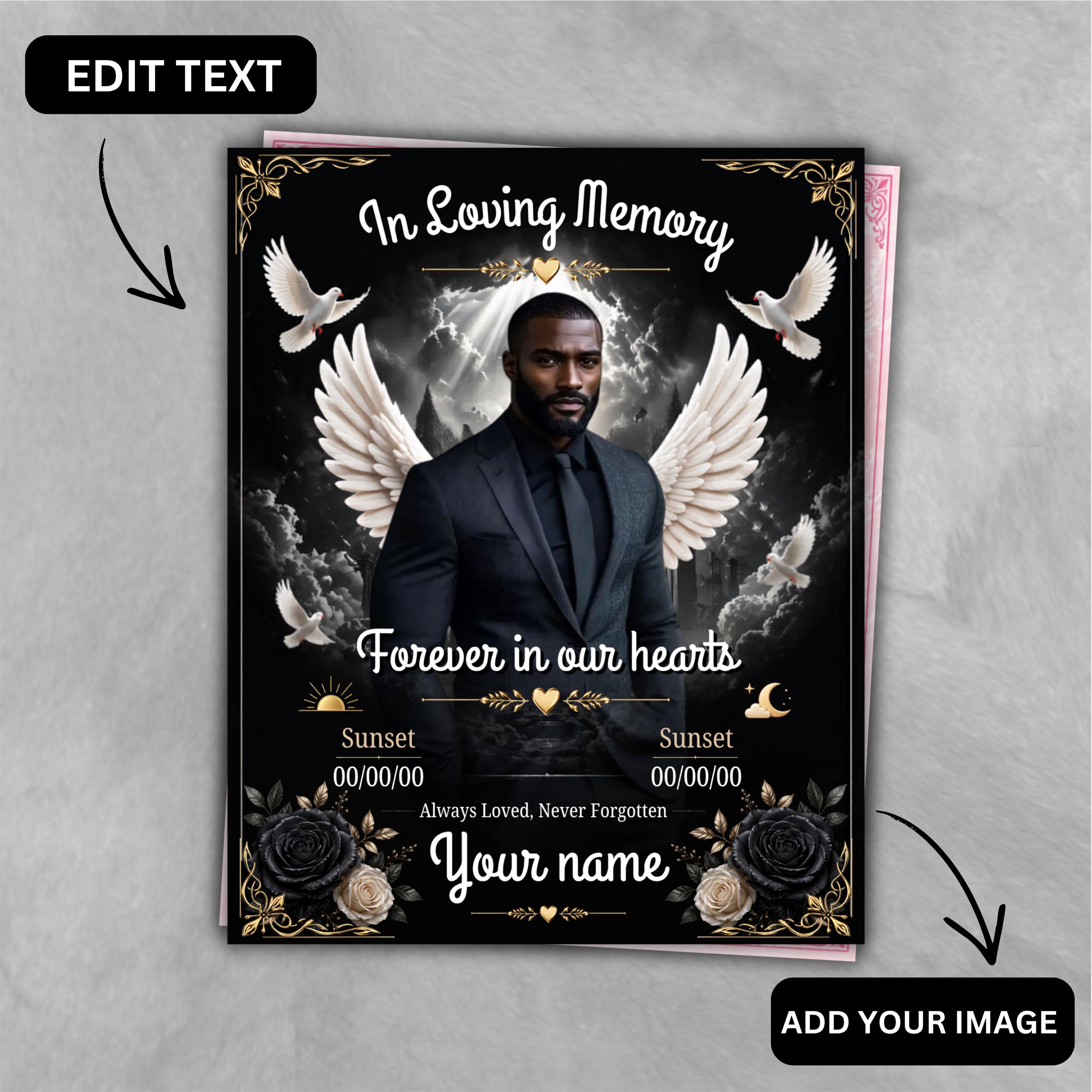 In Loving Memory Canva Editable Bundle, Funeral Memorial Templates ...