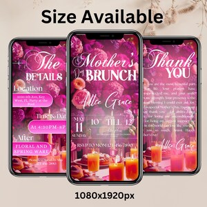 Mother’s Day Brunch Invite, Happy Mother’s Day, Boho Floral Event Itinerary, Animated Video Invitation, Mom and Mimosa's, Canva Editable