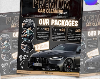Panfleto para Detalhamento Automotivo, Modelo de Serviço Automotivo Faça Você Mesmo, Panfleto para Lava-Rápido, Panfleto para Serviço de Limpeza Automotiva, Design Pronto para Detalhamento Automotivo, Editável no Canva
