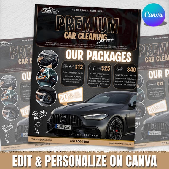 Car Detailing Flyer, DIY Auto Service Template, Car Wash Flyer, Automotive Cleaning Service Flyer, Premade Detailer Design, Canva Editable