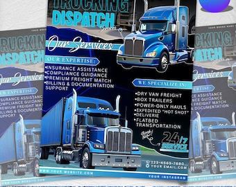 Truck Dispatcher Flyer, Editable Trucking Flyer, Trucking Services Flyer, Logistics Flyer, Truck Dispatching Template, Canva Editable