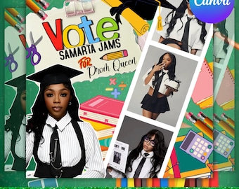 Vote For Me, Prom & Homecoming Class Campaign Flyer, Vote Prom Queen, Prom Flyer, Prom Queen, Homecoming Election Flyer, Canva Editable