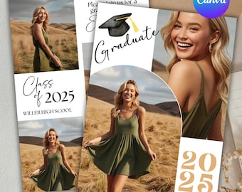Class of 2025 Graduation Invitation, She Did It Invitation, Modern Photo Invitation, Graduation Party Invitation, Canva Editable
