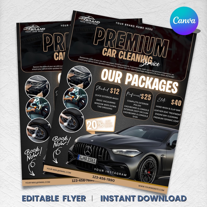 Car Detailing Flyer, DIY Auto Service Template, Car Wash Flyer, Automotive Cleaning Service Flyer, Premade Detailer Design, Canva Editable